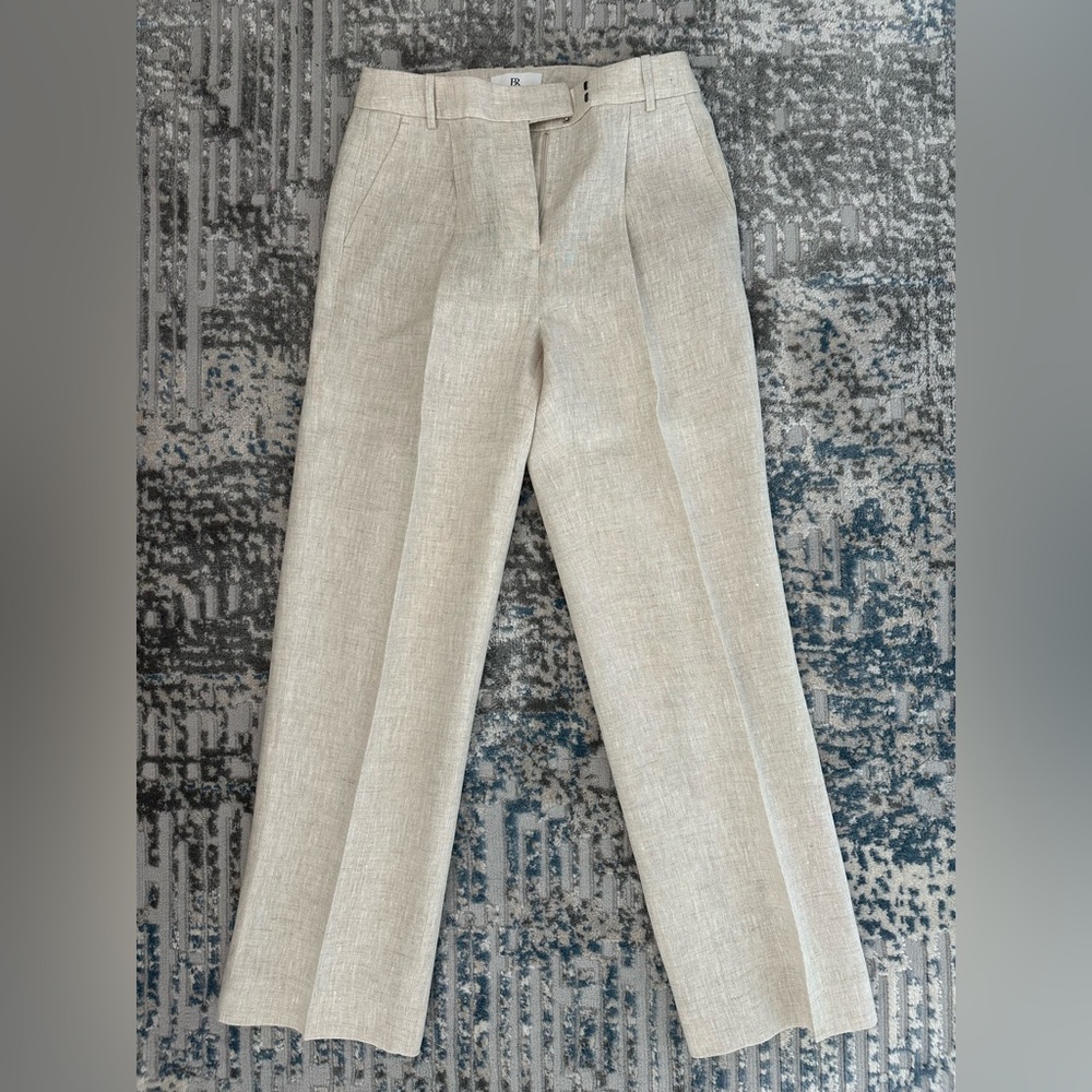Banana Republic Palma straight-leg linen pants | Natural/Beige | Size 2
